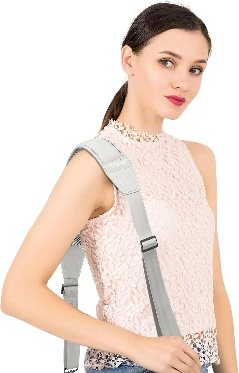 MOSISO 59 inch Shoulder Strap,Soft Adjustable Breathable Universal Replacement Non-Slip Strap with Fix Padded & Metal Swivel Hooks for Laptop Shoulder Bag/Messenger Bag/Crossbody Bag/Duffel, Gray