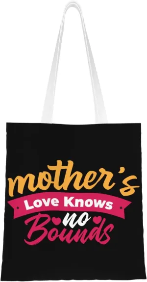 Mothers Love Knows No Bounds Tote Bag for Women Canvas Shopping Bags Reusable Beach Bag Grocery Bags Tote Shoulder Bag Gift Bags