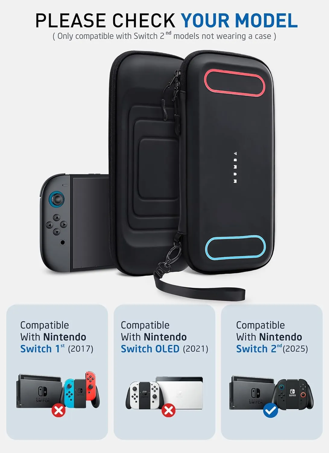 Mumba Carrying Case for Nintendo Switch 2 2025, [Mini Version] Travel Case with 12 Game Cartridge slot Portable Bag Protective Carry handbag Pouch Shell Accessories [Portable & Lightweight] (Black)