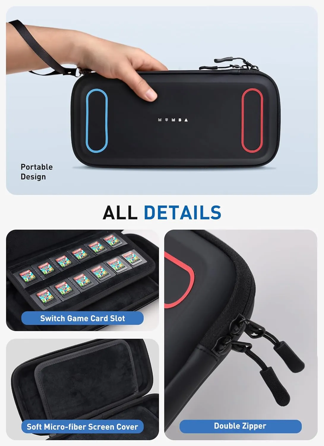 Mumba Carrying Case for Nintendo Switch 2 2025, [Mini Version] Travel Case with 12 Game Cartridge slot Portable Bag Protective Carry handbag Pouch Shell Accessories [Portable & Lightweight] (Black)