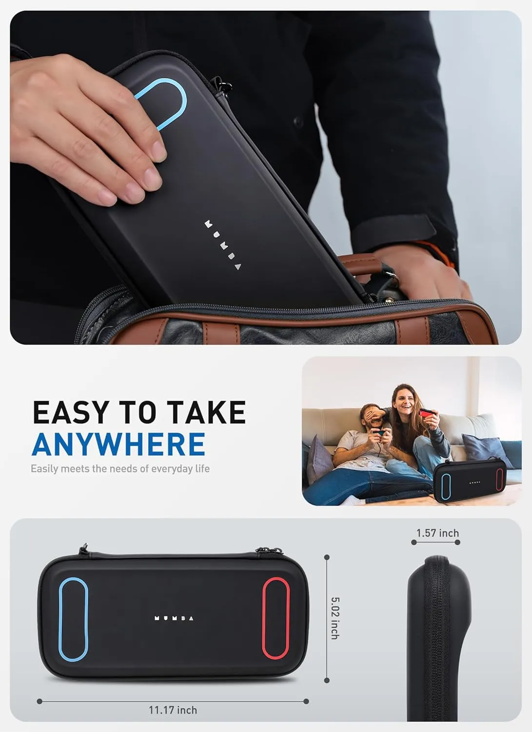Mumba Carrying Case for Nintendo Switch 2 2025, [Mini Version] Travel Case with 12 Game Cartridge slot Portable Bag Protective Carry handbag Pouch Shell Accessories [Portable & Lightweight] (Black)