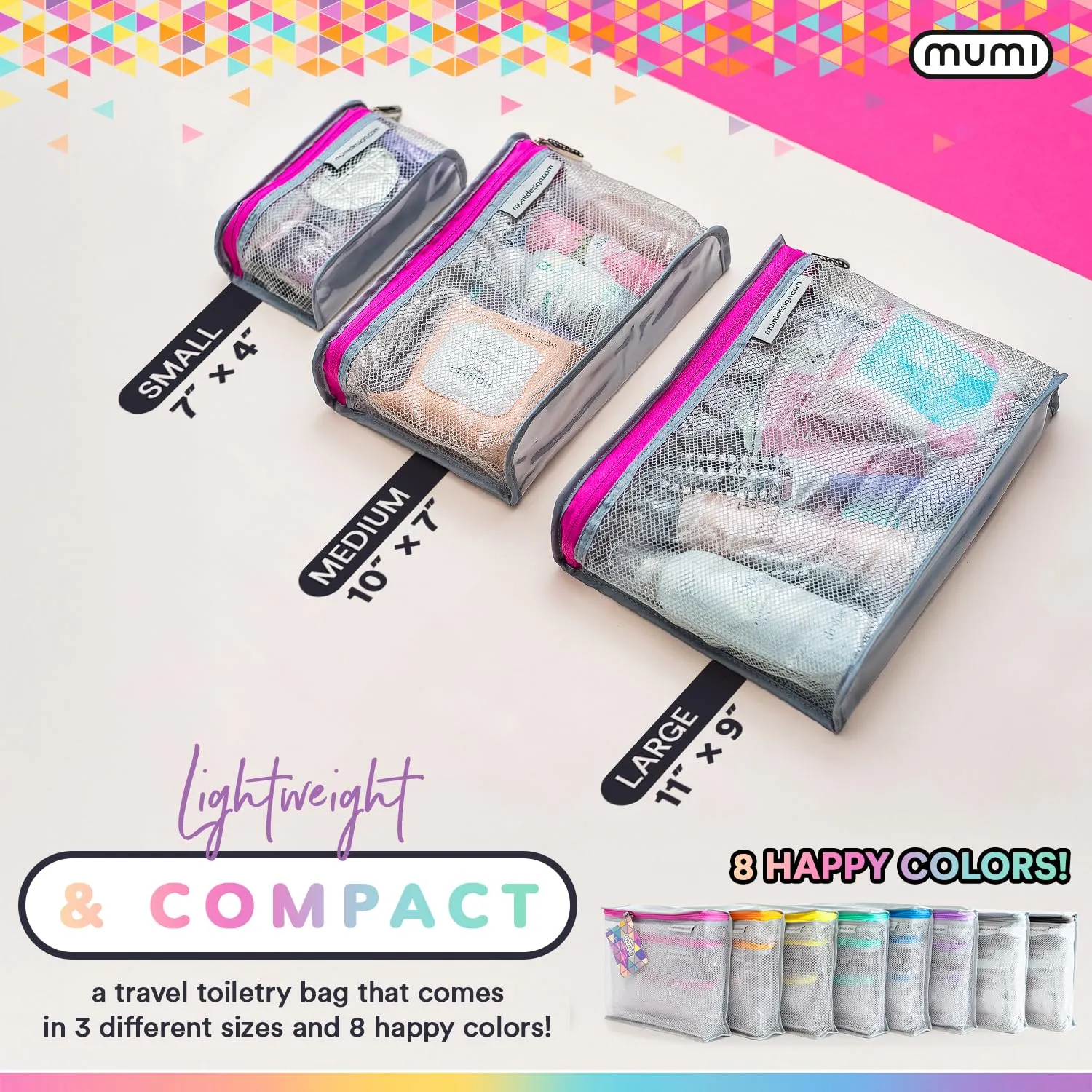 MUMI Travel Toiletry Bag Set of 3 – Water-Resistant Toiletry Bags for Women & Men – Clear Bags for Toiletries, Skincare, Makeup & Travel Essentials – Lightweight, Durable & Portable Organizer - Aqua