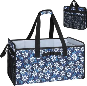 Muzale Extra Large Utility Tote Bag with Wire Frame Reusable Grocery Bags Foldable Heavy Duty Shopping Bags for Groceries Collapsible Totes with Handles for Carrying Heavy Loads Storage Car Trunk