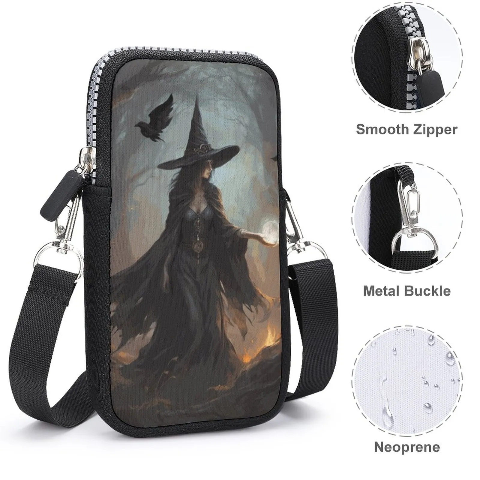 Mystical Witch Cell Phone Crossbody Pouch: A Witchcore Accessory Phone Purse