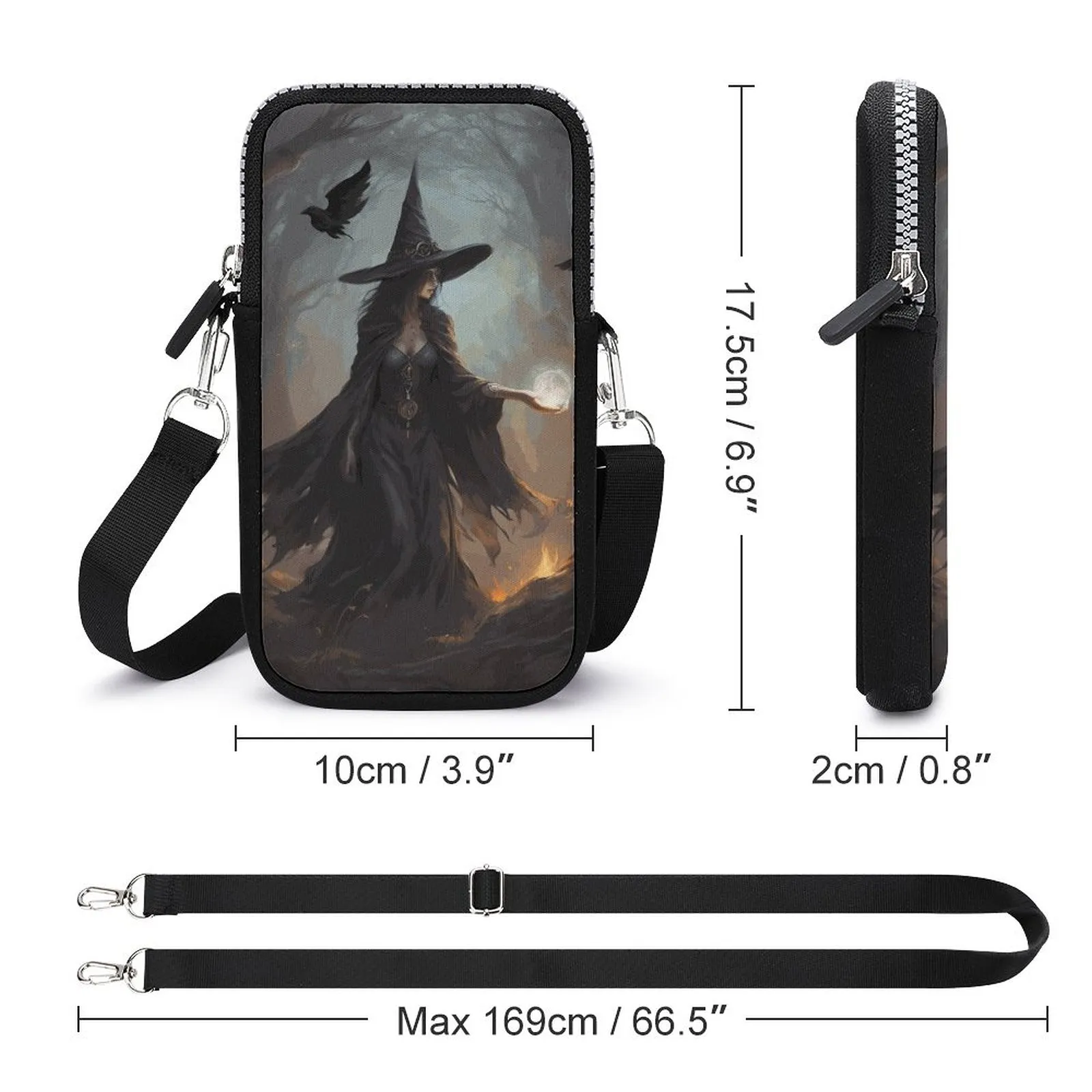Mystical Witch Cell Phone Crossbody Pouch: A Witchcore Accessory Phone Purse