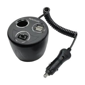 Narva Power-Cup Adaptor with Accessory and Twin USB Sockets  - 81058BL
