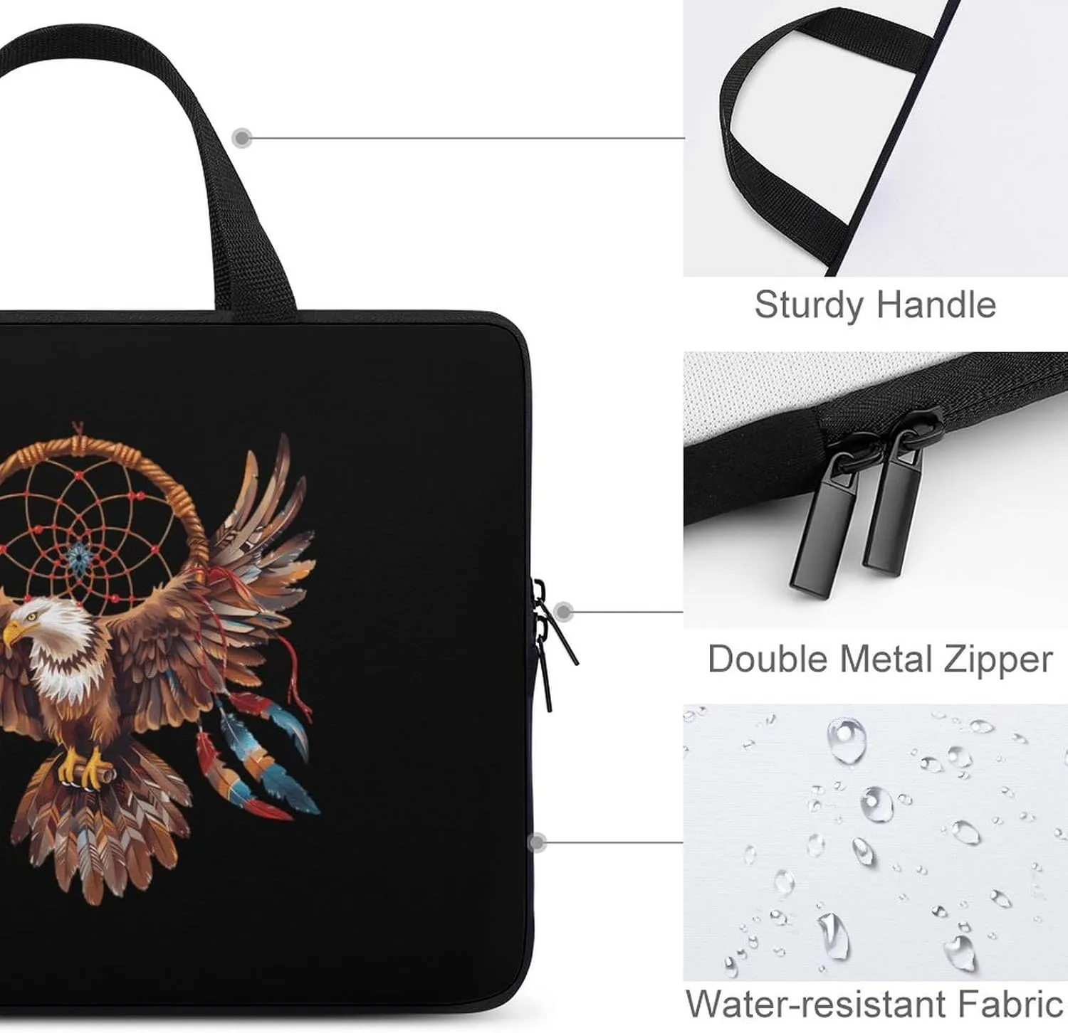 Native American Tribal Dream Catcher Eagle Laptop Case Laptop Bag Laptop Sleeve Water Resistant Computer Case Laptop Carrying Case 17inch