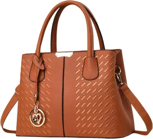 New Fashionable Casual Handbag Soft Leather Embroidery Bag Women Computer Bags for (Yellow, One Size)