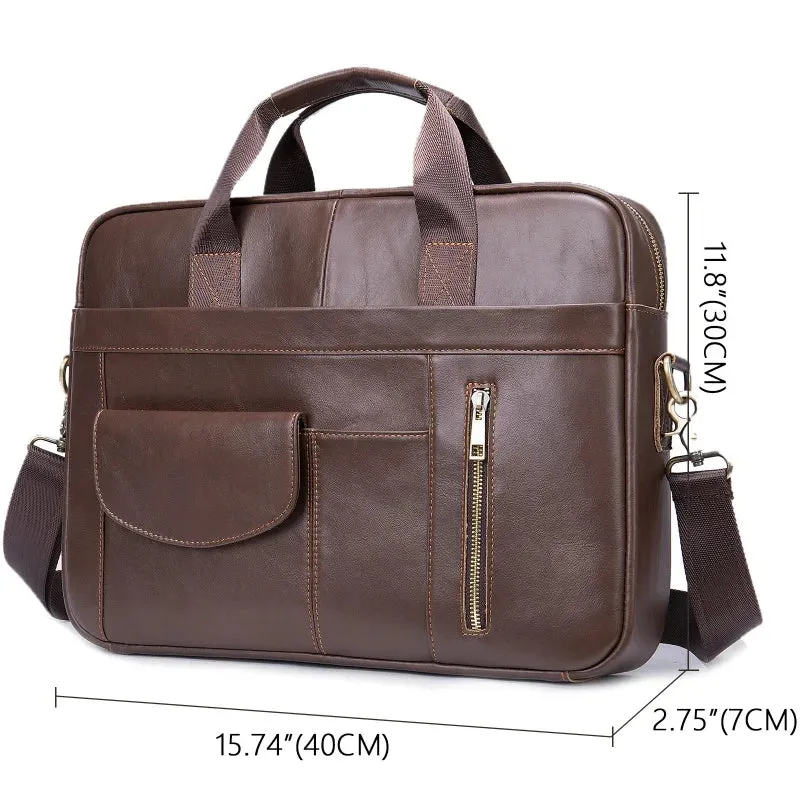 New Men Cow Leather Briefcase Men's Large Messenger Bag Vintage Document Shoulder Male Bag Office Handbag For Men Attache Case