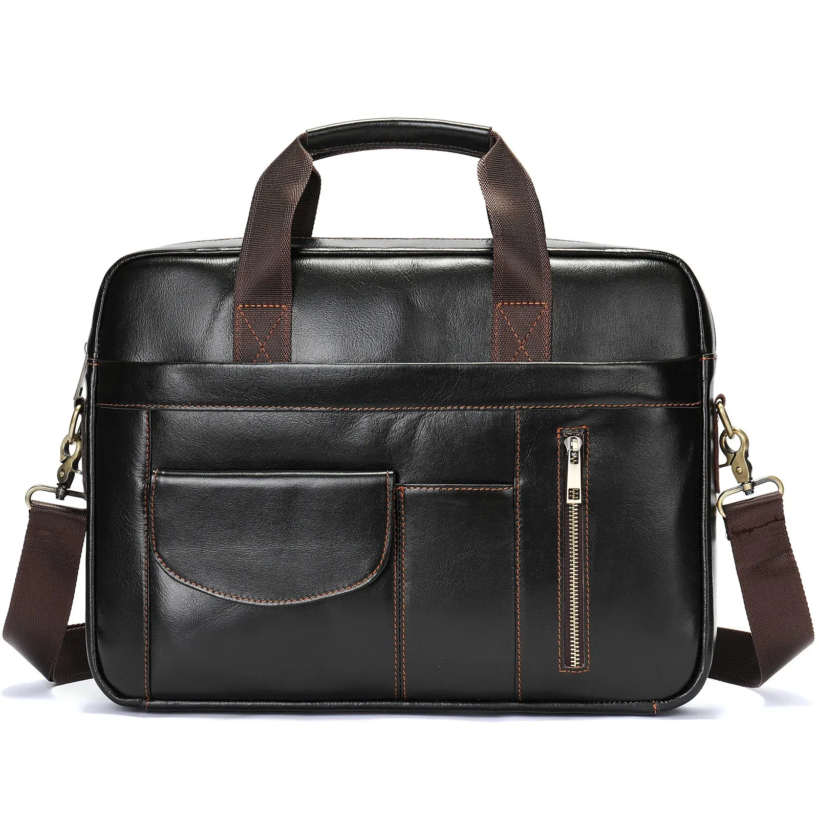 New Men Cow Leather Briefcase Men's Large Messenger Bag Vintage Document Shoulder Male Bag Office Handbag For Men Attache Case