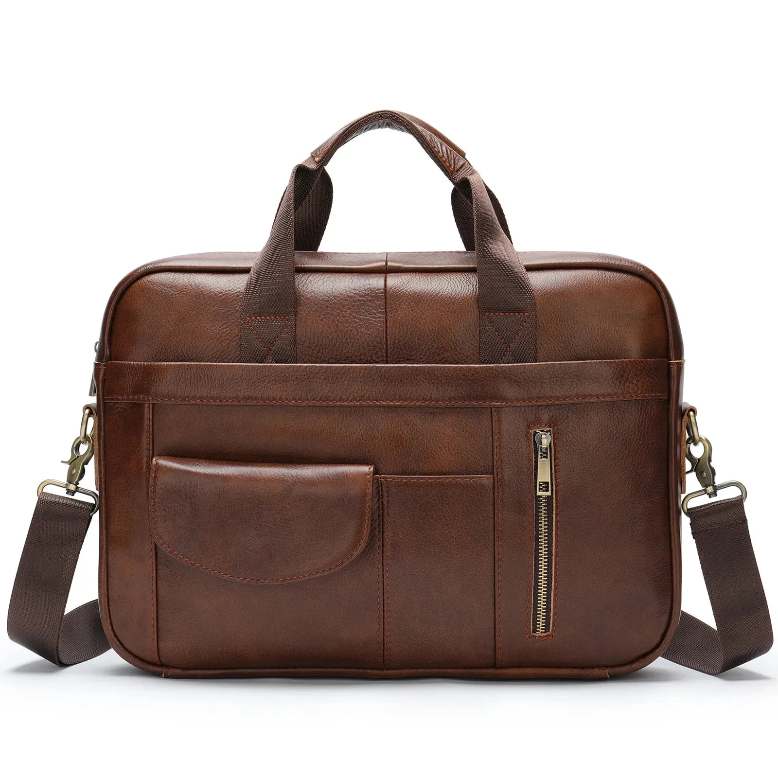New Men Cow Leather Briefcase Men's Large Messenger Bag Vintage Document Shoulder Male Bag Office Handbag For Men Attache Case
