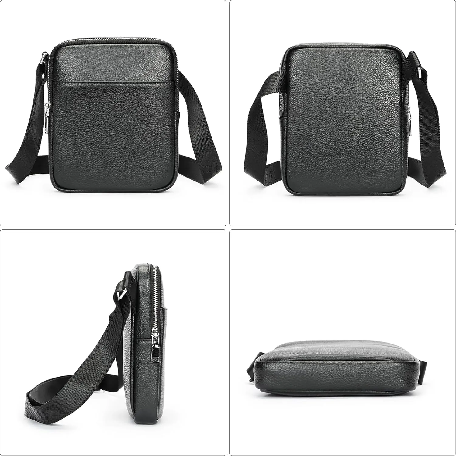 NIUCUNZH Man Purses and Bags Small, Mini Genuine Leather Messenger and Shoulder Bag for Men with lots of Zipper Pockets