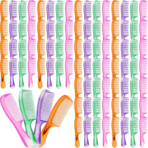 Nuogo 200 Pcs Individually Wrapped Hair Combs Bulk Disposable Colorful Hair Combs Set for Hotel Shelter Homeless Nursing Home Charity Church, 4 Styles