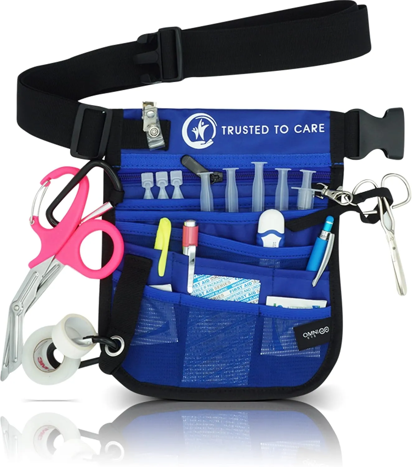 Nurse Fanny Pack for Women 4 In 1 with Medical Gear Pockets for Bandage and Scissors- Nursing Fanny Pack for Nurses with Multi Compartment Medical Pack for Emergency Nursing Supplies (Blue)