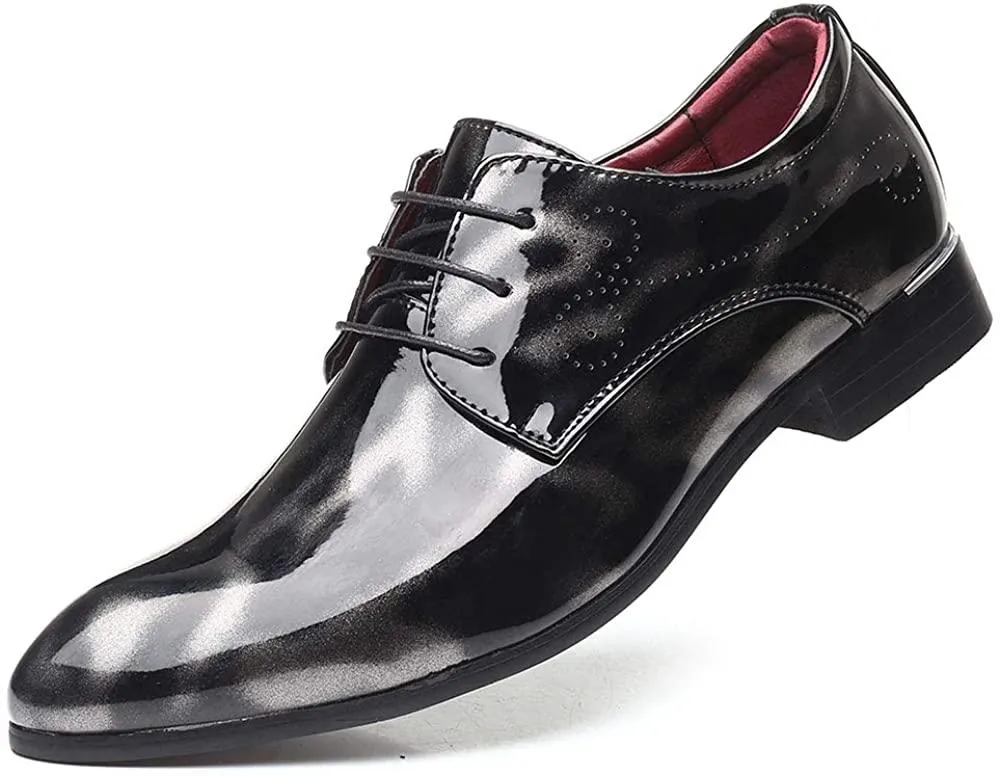 NXY Men' Lace Up Wingtip Oxford Modern Leather Pointed Toe Dress Shoes Formal