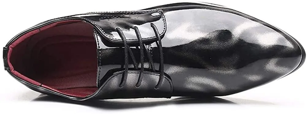 NXY Men' Lace Up Wingtip Oxford Modern Leather Pointed Toe Dress Shoes Formal