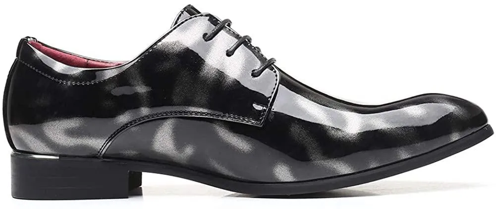 NXY Men' Lace Up Wingtip Oxford Modern Leather Pointed Toe Dress Shoes Formal