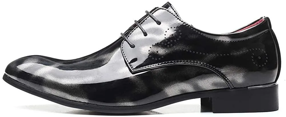NXY Men' Lace Up Wingtip Oxford Modern Leather Pointed Toe Dress Shoes Formal
