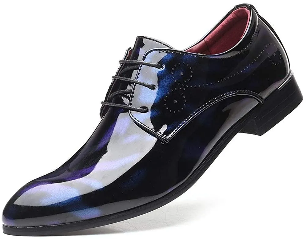 NXY Men' Lace Up Wingtip Oxford Modern Leather Pointed Toe Dress Shoes Formal