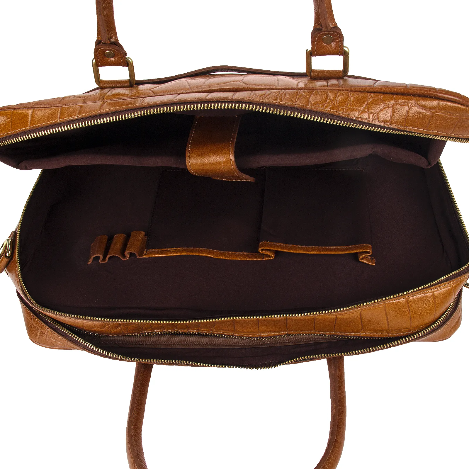 Office Essentials Unisex Textured Leather Laptop Bag