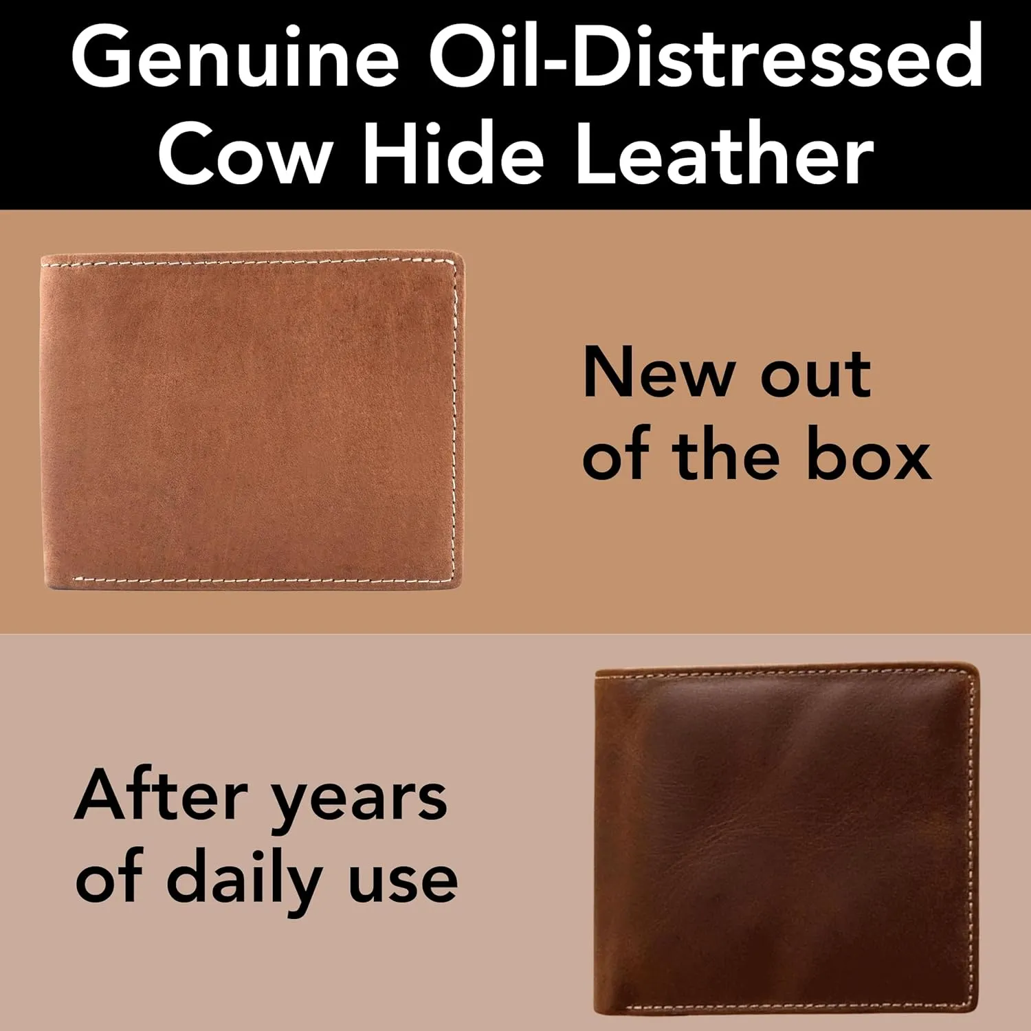 O'Hare Bags Genuine Leather Wallet for Men, RFID Blocking, Cowhide Leather, Slim, Extra Capacity wallet with Removable ID Insert (Vintage Brown)