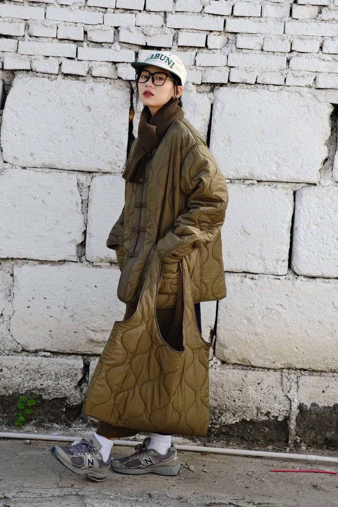 Olive Quilted Tote Bag