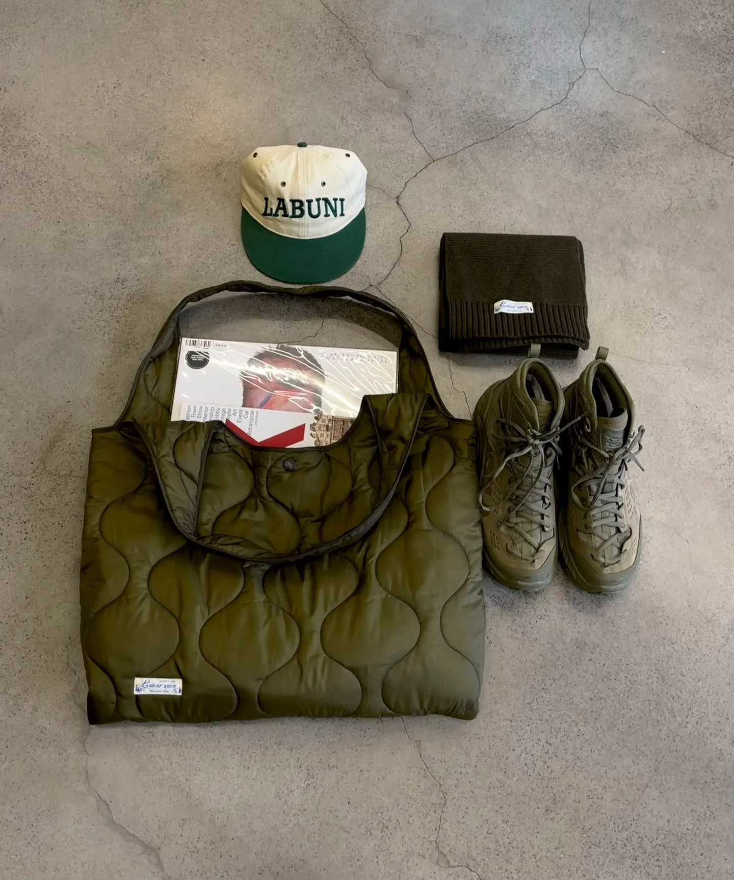 Olive Quilted Tote Bag