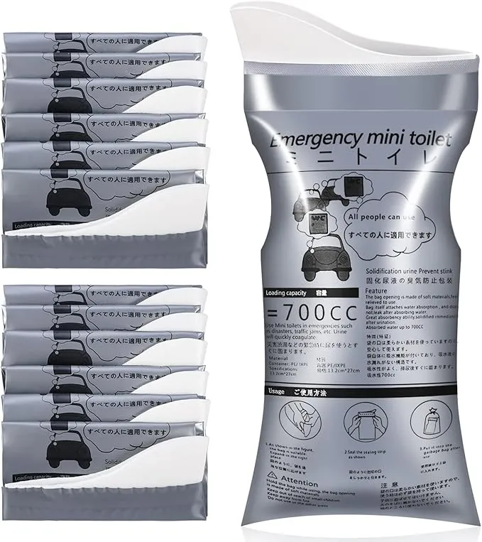 OUMEE 28/23/20/12/8 Pack Disposable Urine Bags, 700ML Travel Pee Bags Unisex Urinal Bag Vomit Bag for Travel Traffic Jam Emergency Portable Camping Urinal Bags for Men Women