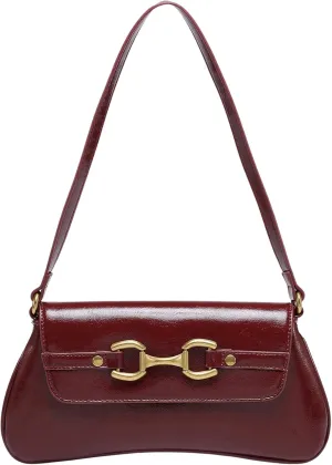 OYOANGLE Women's Vintage Leather Flap Shoulder Bags Buckled Decor Clutch Purse Handbags Elegant Underarm Bag