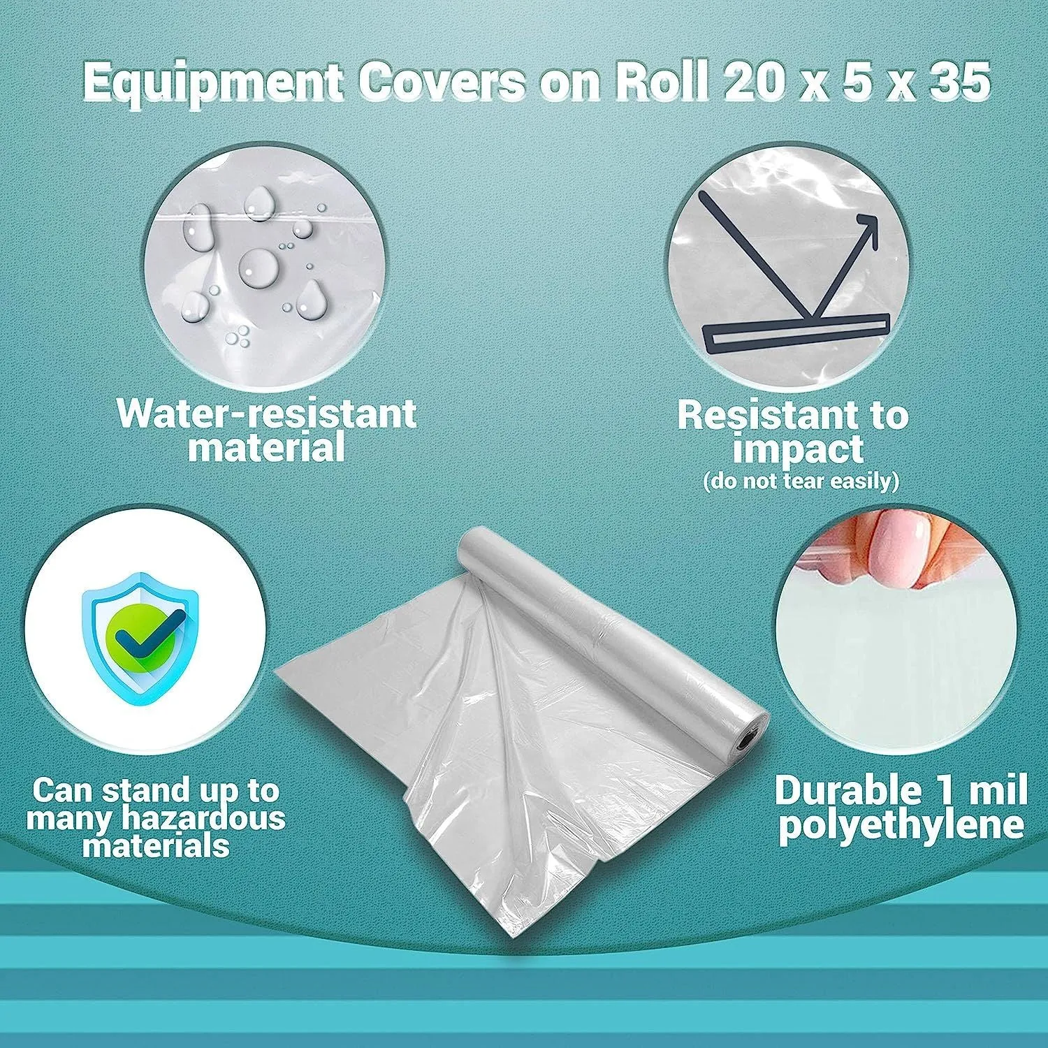 Pack of 500 Equipment Covers on Roll 20 x 5 x 35. Ultra Thin Design 1 mil Plastic Bags 20x5x35. Home Equipment. Ideal for Industrial and Health Needs.