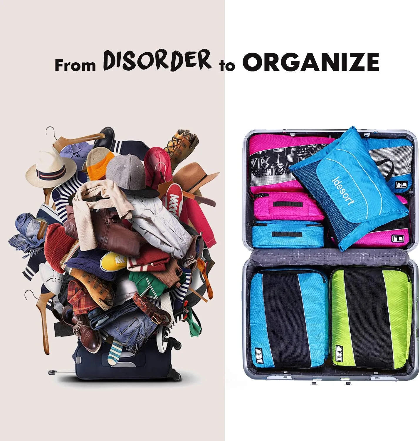 Packing Cubes Luggage Bags Organizer Durable Travel Accessories With Clothing Label
