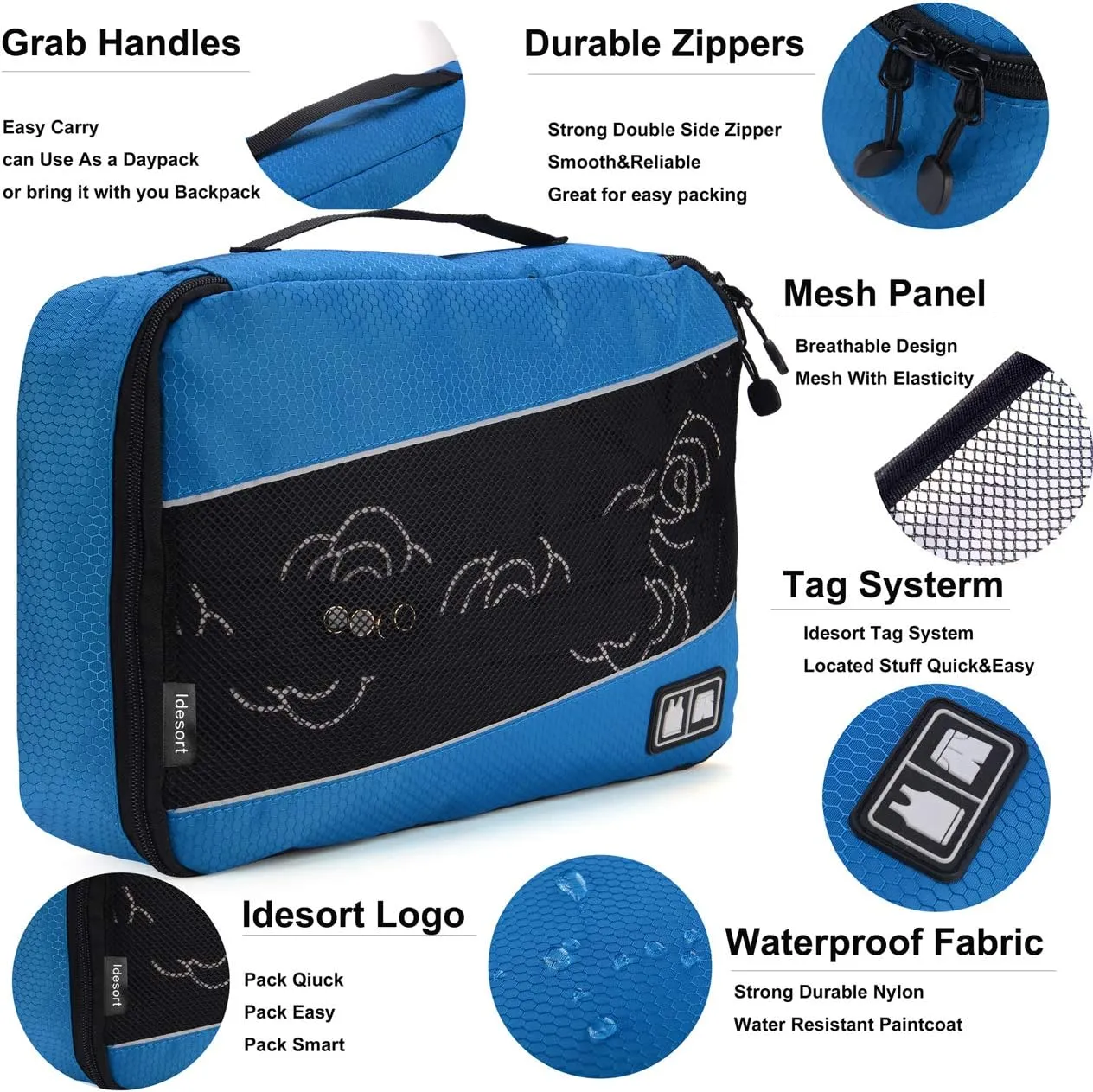 Packing Cubes Luggage Bags Organizer Durable Travel Accessories With Clothing Label