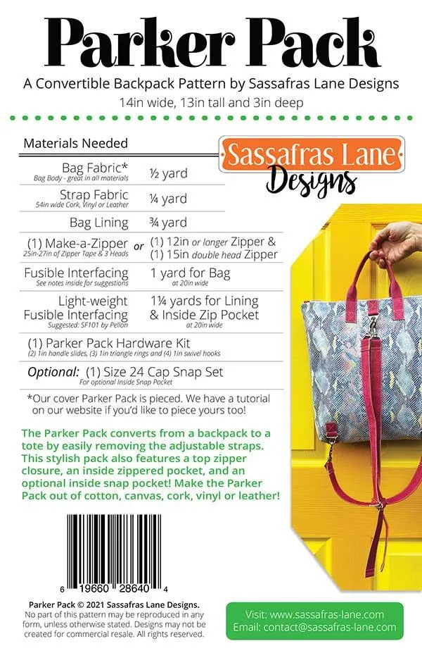 Parker Pack Backpack Pattern