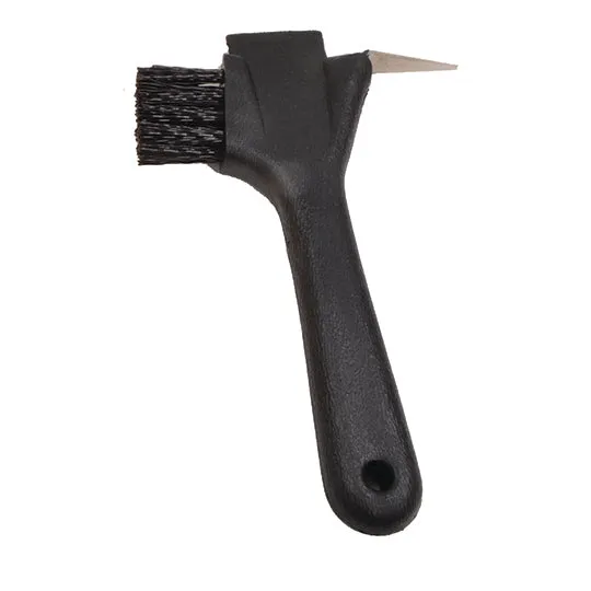 Partrade Hoof Pick with Brush and Scraper- Black