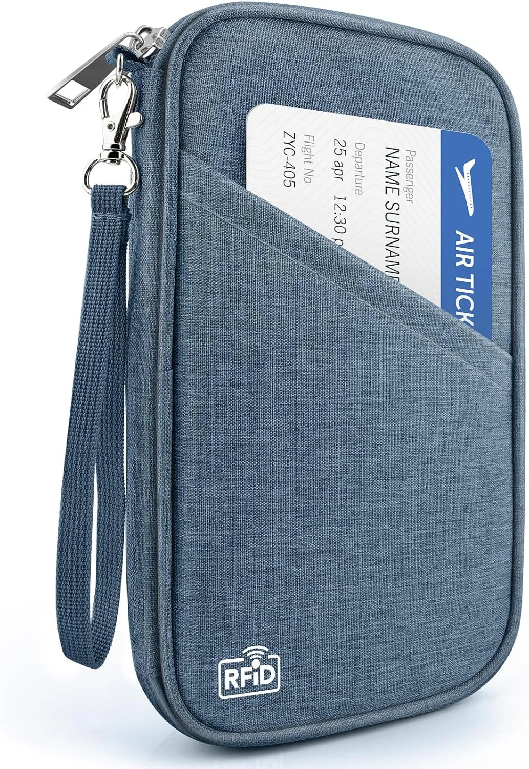 Passport Holder Family RFID Travel Document Organizer for Women Waterproof Passport Wallet Men Portable Case for Cards, Boarding Pass, ID, Money, Tickets with Zipper