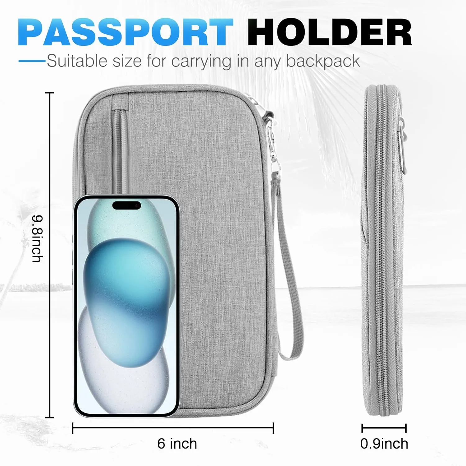 Passport Holder Family RFID Travel Document Organizer for Women Waterproof Passport Wallet Men Portable Case for Cards, Boarding Pass, ID, Money, Tickets with Zipper