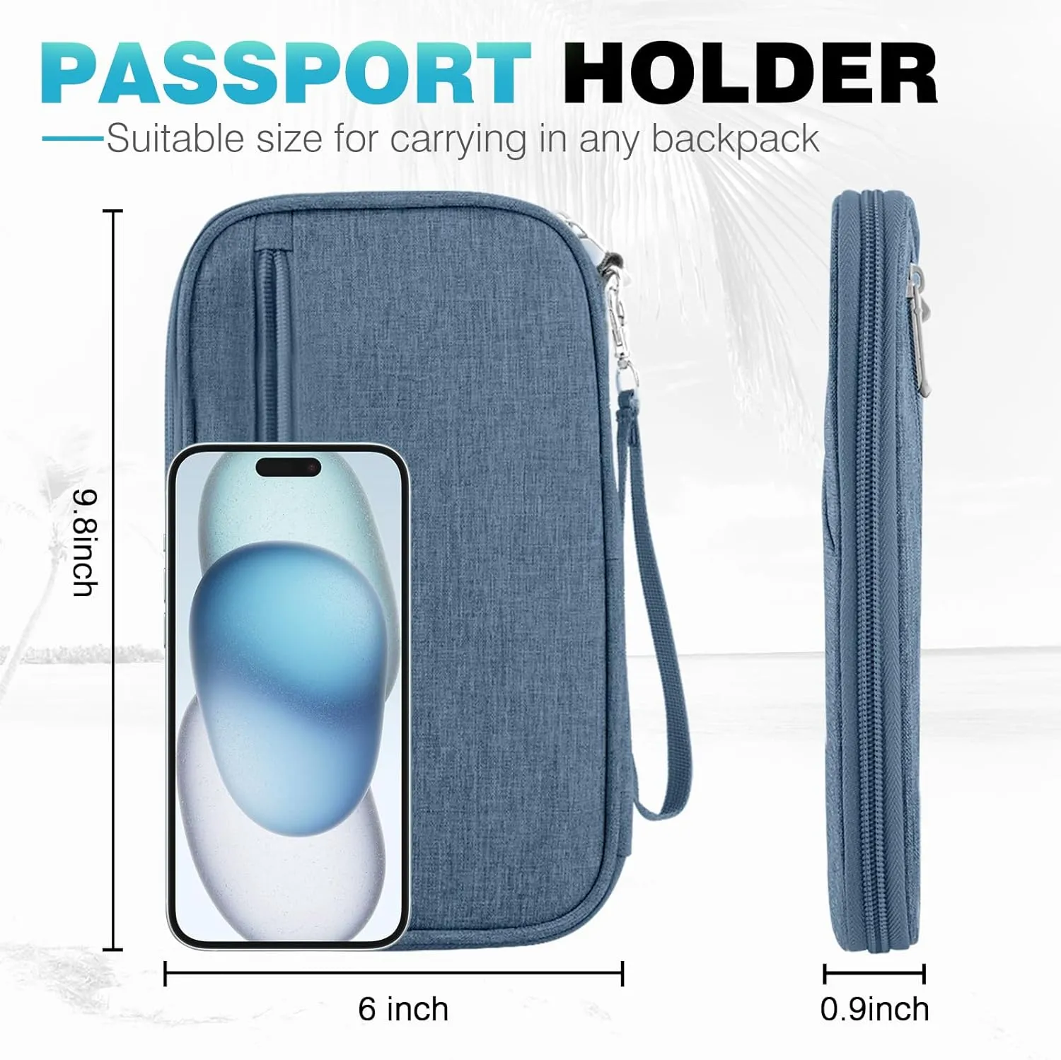 Passport Holder Family RFID Travel Document Organizer for Women Waterproof Passport Wallet Men Portable Case for Cards, Boarding Pass, ID, Money, Tickets with Zipper