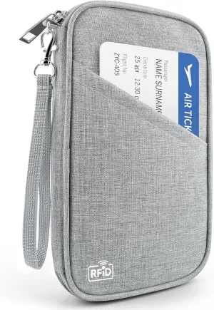 Passport Holder Family RFID Travel Document Organizer for Women Waterproof Passport Wallet Men Portable Case for Cards, Boarding Pass, ID, Money, Tickets with Zipper