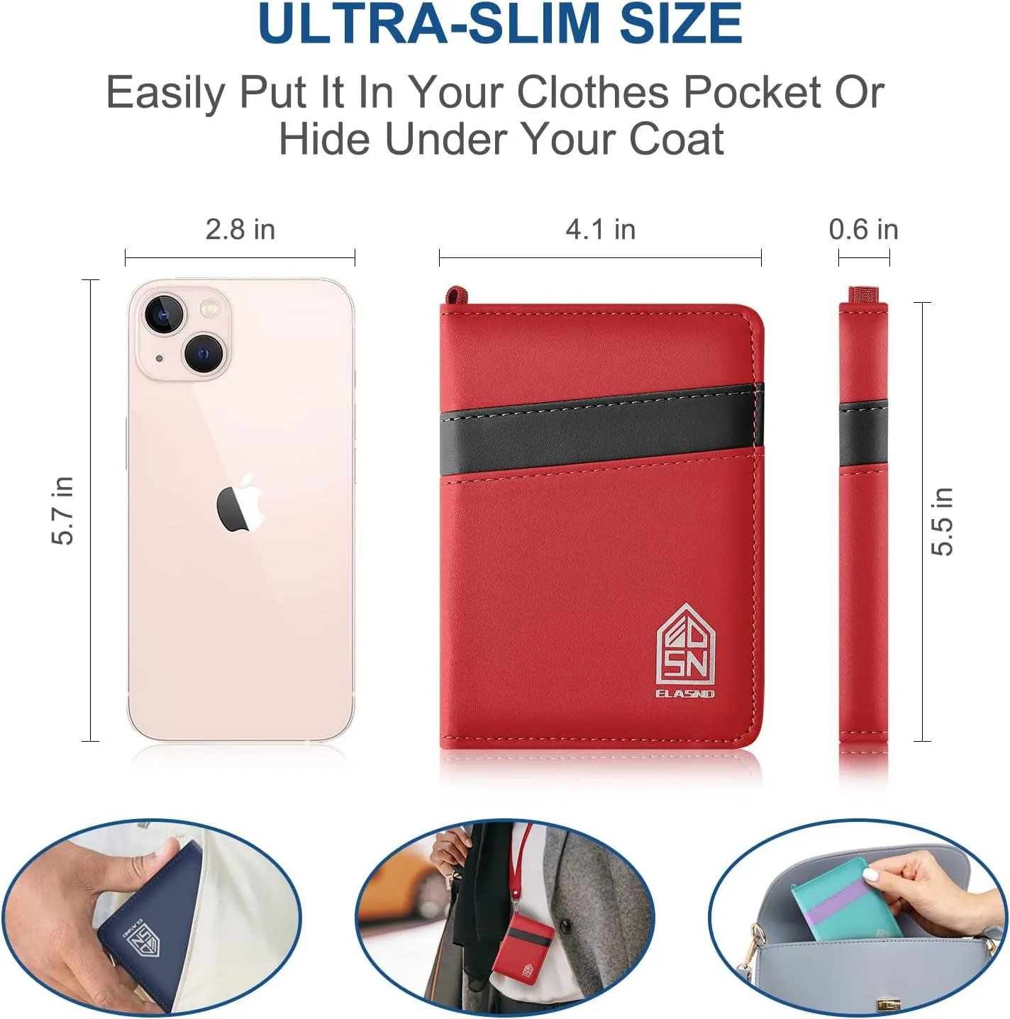 Passport Holder with Neck Lanyard, Passport Case Passport Cover with Vaccine Card Slot for Men and Women, RFID Blocking Passport Wallet, Red