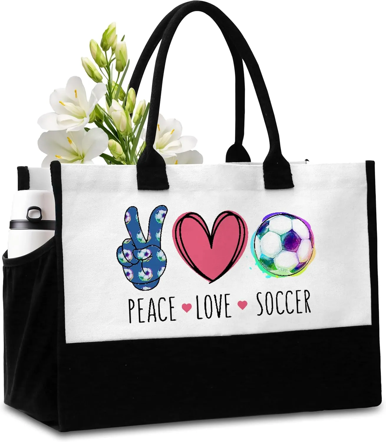 Peace Love Softball Tote Bag with Pockets for Women - A01-A08