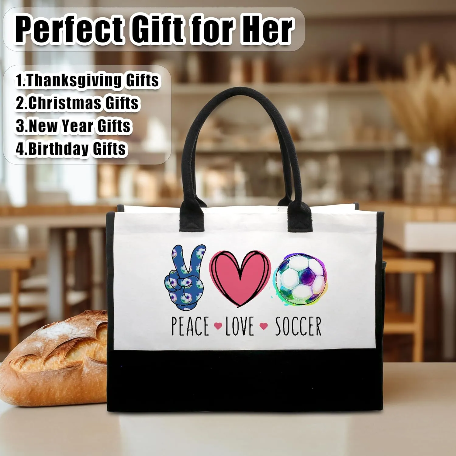 Peace Love Softball Tote Bag with Pockets for Women - A01-A08