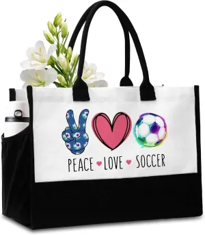 Peace Love Softball Tote Bag with Pockets for Women - A01-A08