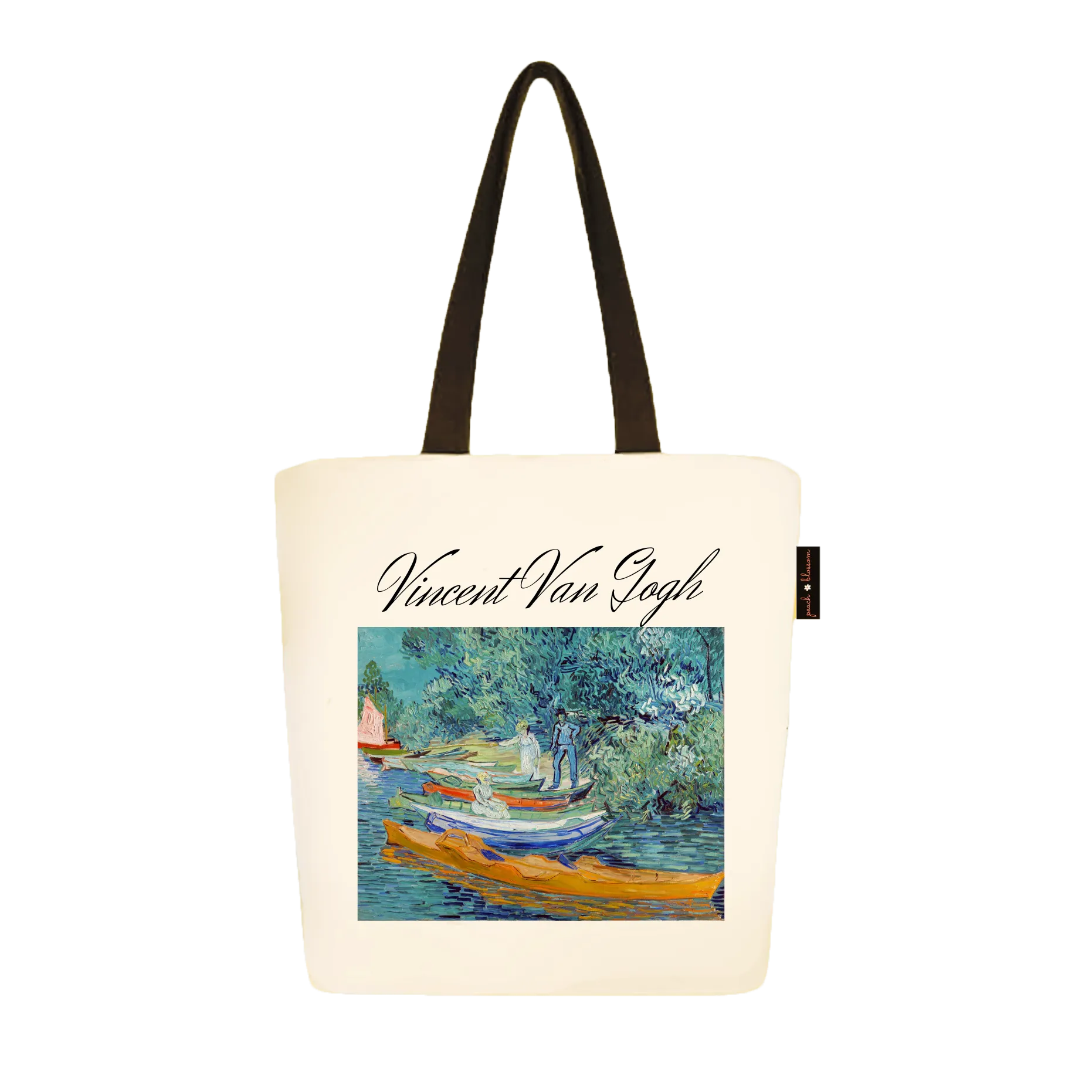 Peach Blossom Women's Cotton Printed Tote Bag With Zipper and Pouch | Pack Of 2 Combo