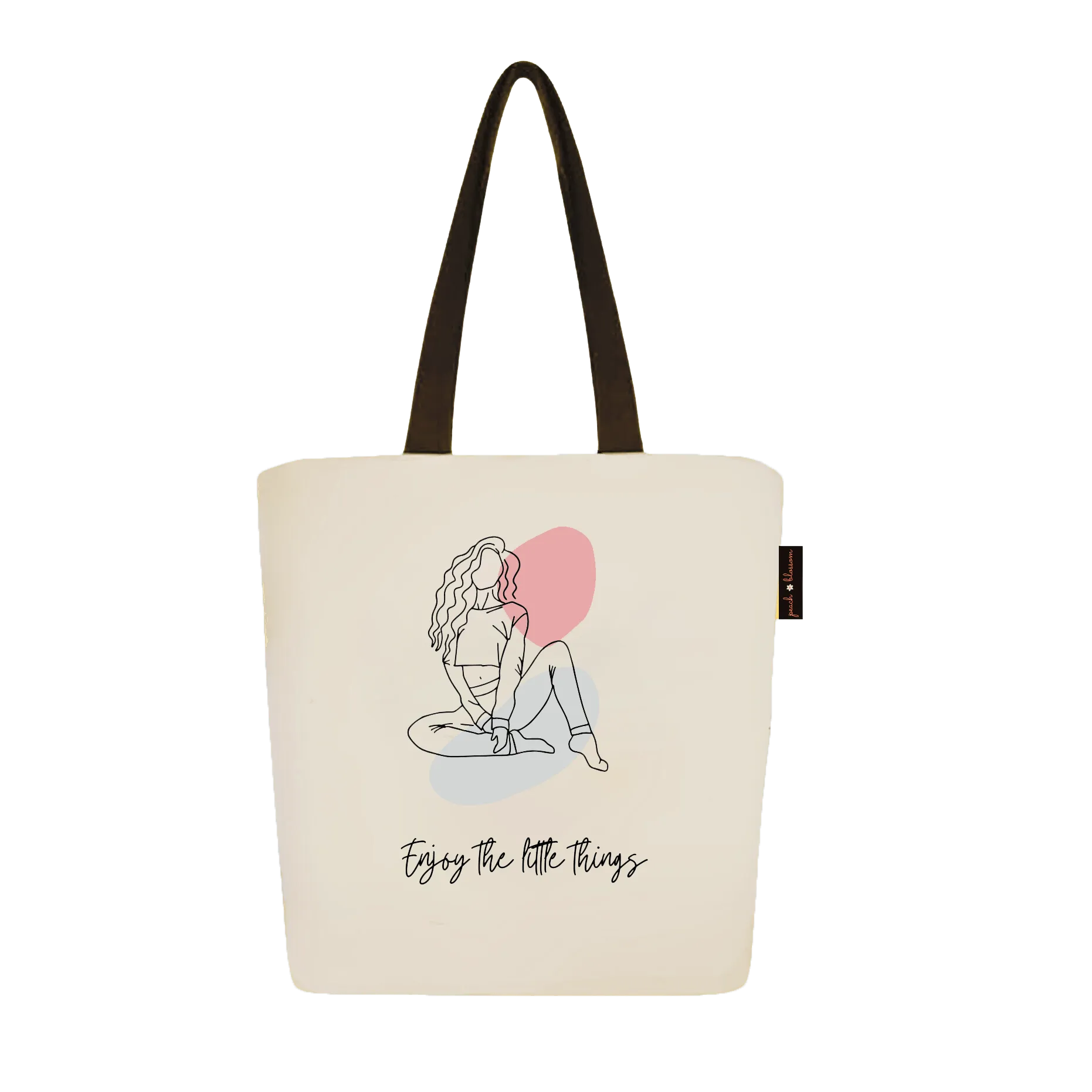 Peach Blossom Women's Cotton Printed Tote Bag With Zipper and Pouch | Pack Of 2 Combo