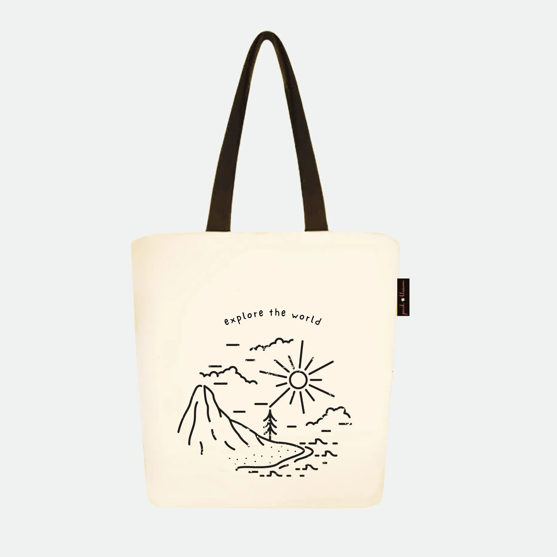 Peach Blossom Women's Cotton Printed Tote Bag With Zipper and Pouch | Pack Of 2 Combo