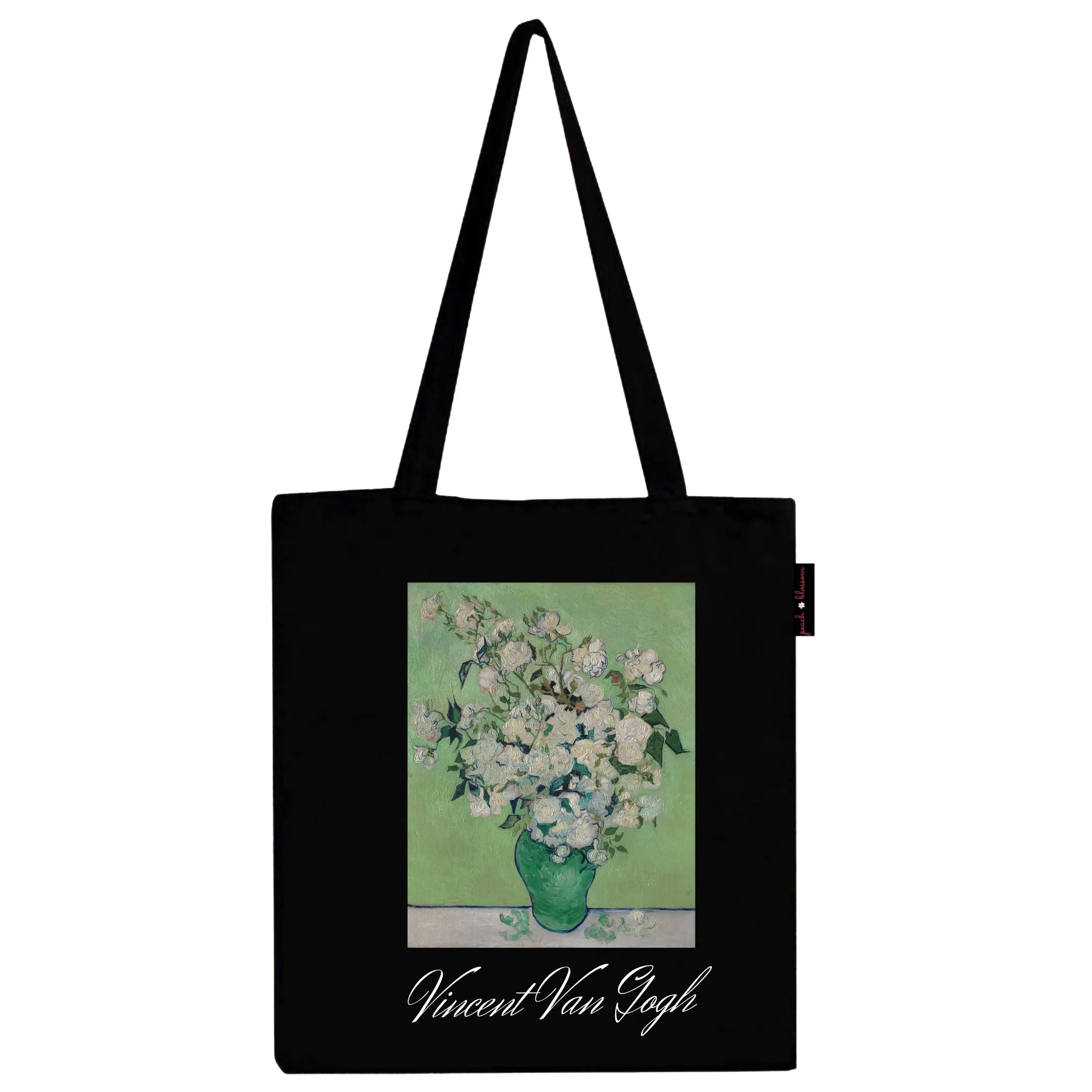 Peach Blossom Women's Cotton Printed Tote Bag With Zipper and Pouch | Pack Of 2 Combo