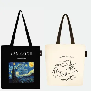 Peach Blossom Women's Cotton Printed Tote Bag With Zipper and Pouch | Pack Of 2 Combo
