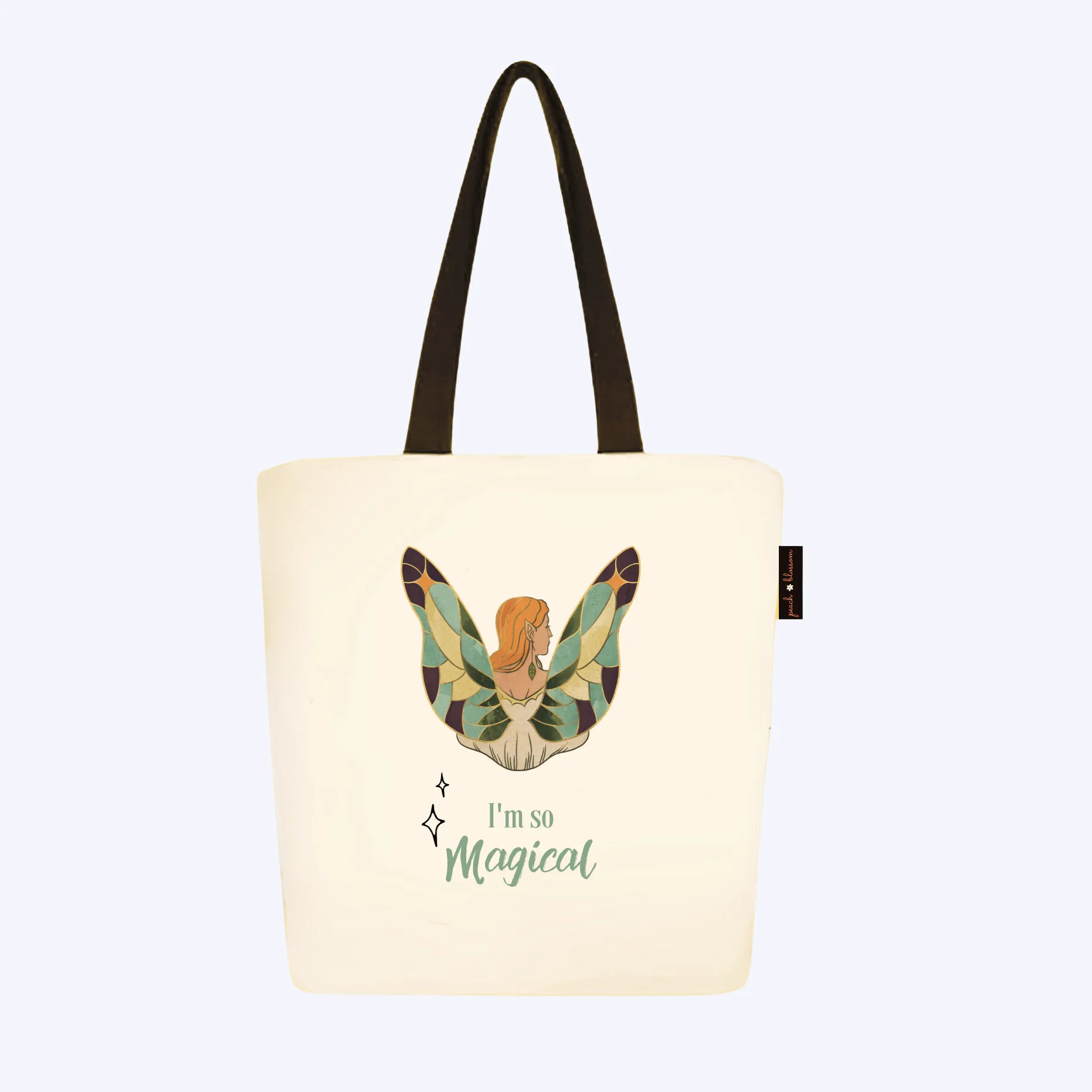 Peach Blossom Women's Cotton Printed Tote Bag With Zipper and Pouch | Pack Of 2 Combo