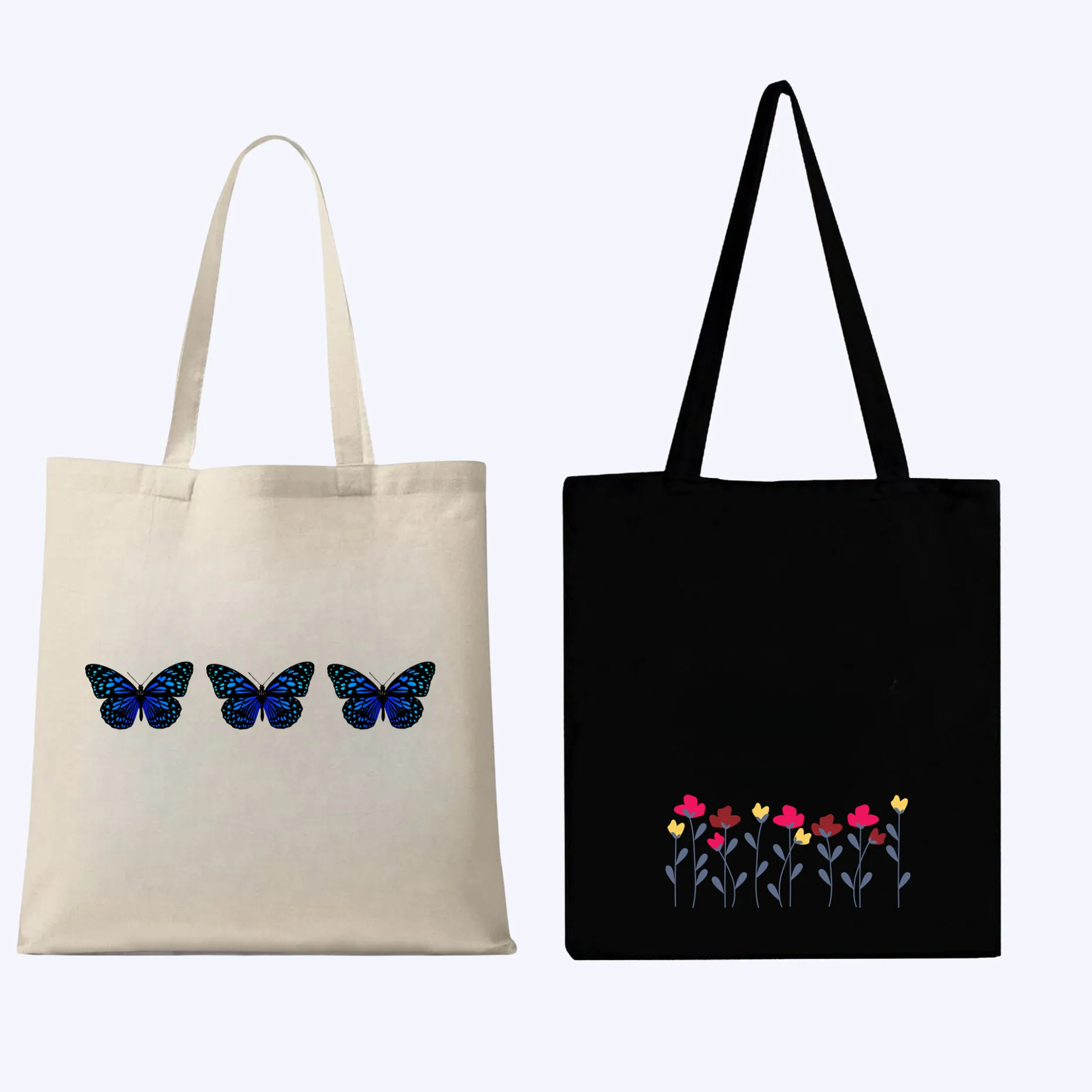 Peach Blossom Women's Cotton Printed Tote Bag With Zipper and Pouch | Pack Of 2 Combo