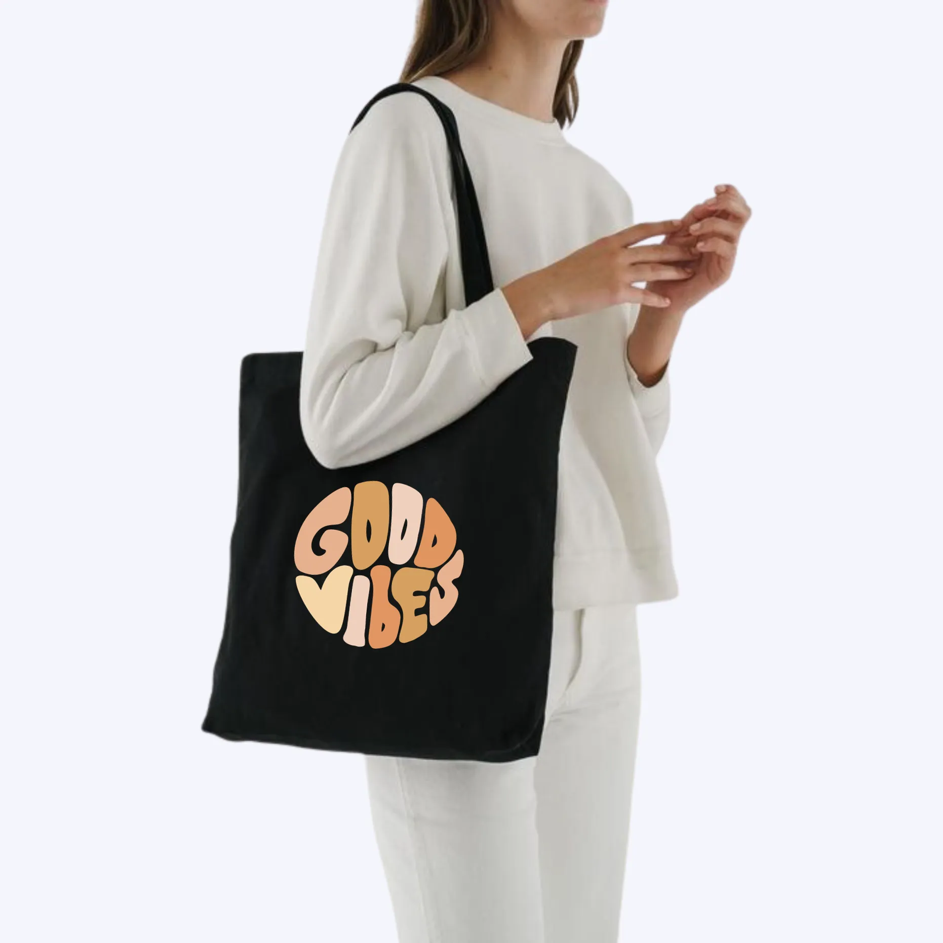 Peach Blossom Women's Cotton Printed Tote Bag With Zipper and Pouch | Pack Of 2 Combo